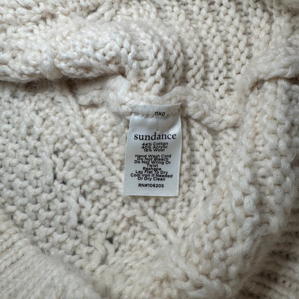 Sundance Cardigan Sweater Cable Knit pockets oversized size small wool cream - Picture 8 of 8